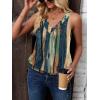 Zeagoo Womens Tank Tops Loose Fit V Neck Ruched Sleeveless Tops Casual Basic Banded Shirts S-XXL(Navy Khaki Green Orange Stripe)