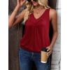 Zeagoo Womens Tank Tops Loose Fit V Neck Ruched Sleeveless Tops Casual Basic Banded Shirts S-XXL(Red)