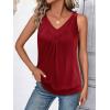 Zeagoo Womens Tank Tops Loose Fit V Neck Ruched Sleeveless Tops Casual Basic Banded Shirts S-XXL(Red)