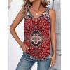 Zeagoo Womens Tank Tops Loose Fit V Neck Ruched Sleeveless Tops Casual Basic Banded Shirts S-XXL(Red Blue Floral)