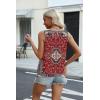 Zeagoo Womens Tank Tops Loose Fit V Neck Ruched Sleeveless Tops Casual Basic Banded Shirts S-XXL(Red Blue Floral)