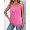 Zeagoo Womens Tank Tops Loose Fit V Neck Ruched Sleeveless Tops Casual Basic Banded Shirts S-XXL(Rose Red)