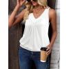 Zeagoo Womens Tank Tops Loose Fit V Neck Ruched Sleeveless Tops Casual Basic Banded Shirts S-XXL(White)
