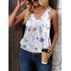 Zeagoo Womens Tank Tops Loose Fit V Neck Ruched Sleeveless Tops Casual Basic Banded Shirts S-XXL(White Blue Flower)