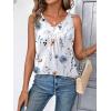Zeagoo Womens Tank Tops Loose Fit V Neck Ruched Sleeveless Tops Casual Basic Banded Shirts S-XXL(White Blue Flower)