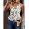 Zeagoo Womens Tank Tops Loose Fit V Neck Ruched Sleeveless Tops Casual Basic Banded Shirts S-XXL(White Green Yellow Leaves)
