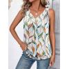 Zeagoo Womens Tank Tops Loose Fit V Neck Ruched Sleeveless Tops Casual Basic Banded Shirts S-XXL(White Green Yellow Leaves)