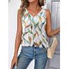 Zeagoo Womens Tank Tops Loose Fit V Neck Ruched Sleeveless Tops Casual Basic Banded Shirts S-XXL(White Green Yellow Leaves)
