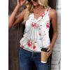 Zeagoo Womens Tank Tops Loose Fit V Neck Ruched Sleeveless Tops Casual Basic Banded Shirts S-XXL(White Red Blue Flower)