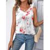 Zeagoo Womens Tank Tops Loose Fit V Neck Ruched Sleeveless Tops Casual Basic Banded Shirts S-XXL(White Red Blue Flower)