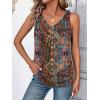 Zeagoo Womens Tank Tops Loose Fit V Neck Ruched Sleeveless Tops Casual Basic Banded Shirts S-XXL(Yellow Red Green Floral)