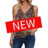 Zeagoo Womens Tank Tops Loose Fit V Neck Ruched Sleeveless Tops Casual Basic Banded Shirts S-XXL(Yellow Red Green Floral)