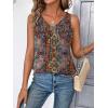 Zeagoo Womens Tank Tops Loose Fit V Neck Ruched Sleeveless Tops Casual Basic Banded Shirts S-XXL(Yellow Red Green Floral)