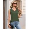 Zeagoo Womens Tank Tops Pleated V Neck Business Casual Sleeveless Shirts Trendy Dressy Textured Summer Work Blouse(Army Green)