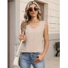Zeagoo Womens Tank Tops Pleated V Neck Business Casual Sleeveless Shirts Trendy Dressy Textured Summer Work Blouse(Beige)