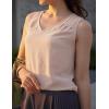 Zeagoo Womens Tank Tops Pleated V Neck Business Casual Sleeveless Shirts Trendy Dressy Textured Summer Work Blouse(Beige)