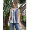 Zeagoo Womens Tank Tops Pleated V Neck Business Casual Sleeveless Shirts Trendy Dressy Textured Summer Work Blouse(Cx289 Striped)