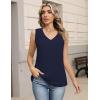 Zeagoo Womens Tank Tops Pleated V Neck Business Casual Sleeveless Shirts Trendy Dressy Textured Summer Work Blouse(Navy Blue)