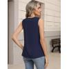 Zeagoo Womens Tank Tops Pleated V Neck Business Casual Sleeveless Shirts Trendy Dressy Textured Summer Work Blouse(Navy Blue)