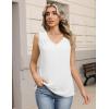 Zeagoo Womens Tank Tops Pleated V Neck Business Casual Sleeveless Shirts Trendy Dressy Textured Summer Work Blouse(White)