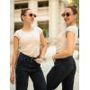 Zeagoo Womens Tank Tops Ribbed Knit Crew Neck Shirts Cap Sleeve Slim Fitted Ruched Basic Tees(B-beige)