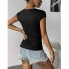 Zeagoo Womens Tank Tops Ribbed Knit Crew Neck Shirts Cap Sleeve Slim Fitted Ruched Basic Tees(B-black)