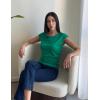 Zeagoo Womens Tank Tops Ribbed Knit Crew Neck Shirts Cap Sleeve Slim Fitted Ruched Basic Tees(B-green)