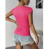 Zeagoo Womens Tank Tops Ribbed Knit Crew Neck Shirts Cap Sleeve Slim Fitted Ruched Basic Tees(B-hotpink)