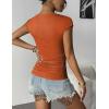 Zeagoo Womens Tank Tops Ribbed Knit Crew Neck Shirts Cap Sleeve Slim Fitted Ruched Basic Tees(B-orange)