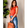 Zeagoo Womens Tank Tops Ribbed Knit Crew Neck Shirts Cap Sleeve Slim Fitted Ruched Basic Tees(B-orange)