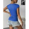 Zeagoo Womens Tank Tops Ribbed Knit Crew Neck Shirts Cap Sleeve Slim Fitted Ruched Basic Tees(B-royal Blue)