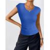 Zeagoo Womens Tank Tops Ribbed Knit Crew Neck Shirts Cap Sleeve Slim Fitted Ruched Basic Tees(B-royal Blue)