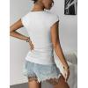 Zeagoo Womens Tank Tops Ribbed Knit Crew Neck Shirts Cap Sleeve Slim Fitted Ruched Basic Tees(B-white)