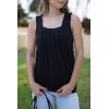 Zeagoo Womens Tank Tops Summer Sleeveless Loose Fit Square Neck Pleated Shirts Banded Basic Casual Trendy Clothes(B-black)