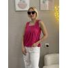 Zeagoo Womens Tank Tops Summer Sleeveless Loose Fit Square Neck Pleated Shirts Banded Basic Casual Trendy Clothes(B-hotpink)