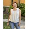 Zeagoo Womens Tank Tops Summer Sleeveless Loose Fit Square Neck Pleated Shirts Banded Basic Casual Trendy Clothes(B-white)