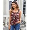Zeagoo Womens Tank Tops Summer Sleeveless Loose Fit Square Neck Pleated Shirts Banded Basic Casual Trendy Clothes(F-floral Daisies)
