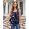 Zeagoo Womens Tank Tops Summer Sleeveless Loose Fit Square Neck Pleated Shirts Banded Basic Casual Trendy Clothes(Pattern Sf180)