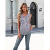Zeagoo Womens Tank Tops Summer Sleeveless Pleated V Neck Tunic Shirts Loose Casual Button Flowy Boho Clothes S-3XL(Pattern Hf36)