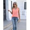 Zeagoo Womens Tank Tops Summer Sleeveless Pleated V Neck Tunic Shirts Loose Casual Button Flowy Boho Clothes S-3XL(Pink)