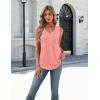 Zeagoo Womens Tank Tops Summer Sleeveless Pleated V Neck Tunic Shirts Loose Casual Button Flowy Boho Clothes S-3XL(Pink)