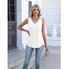 Zeagoo Womens Tank Tops Summer Sleeveless Pleated V Neck Tunic Shirts Loose Casual Button Flowy Boho Clothes S-3XL(White)