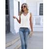 Zeagoo Womens Tank Tops Summer Sleeveless Pleated V Neck Tunic Shirts Loose Casual Button Flowy Boho Clothes S-3XL(White)
