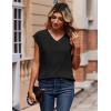 Zeagoo Womens Tops Cap Short Sleeve Textured Blouse V Neck Summer Spring Shirts Business Casual Outfits(A-black)
