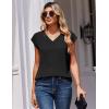 Zeagoo Womens Tops Cap Short Sleeve Textured Blouse V Neck Summer Spring Shirts Business Casual Outfits(A-black)