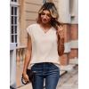 Zeagoo Womens Tops Cap Short Sleeve Textured Blouse V Neck Summer Spring Shirts Business Casual Outfits(Apricot)