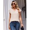 Zeagoo Womens Tops Cap Short Sleeve Textured Blouse V Neck Summer Spring Shirts Business Casual Outfits(Apricot)
