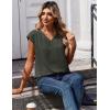 Zeagoo Womens Tops Cap Short Sleeve Textured Blouse V Neck Summer Spring Shirts Business Casual Outfits(Army Green)