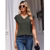 Zeagoo Womens Tops Cap Short Sleeve Textured Blouse V Neck Summer Spring Shirts Business Casual Outfits(Army Green)