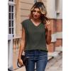 Zeagoo Womens Tops Cap Short Sleeve Textured Blouse V Neck Summer Spring Shirts Business Casual Outfits(Army Green)